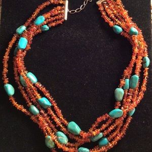 Jay King Honey Amber & Turquoise Necklace